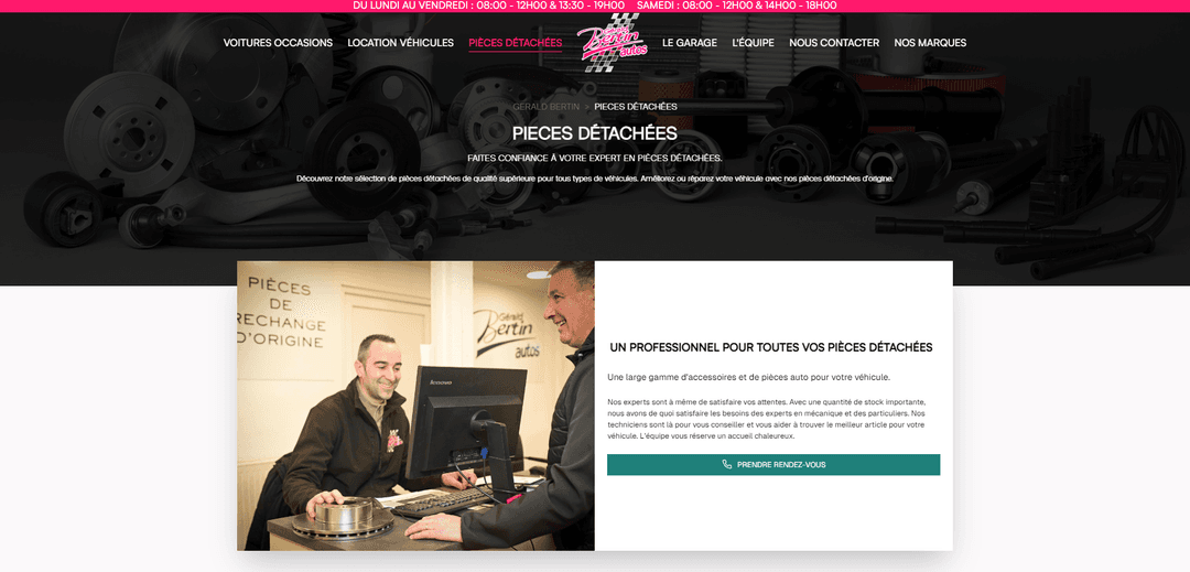 Site web pour le Garage Bertin Autos